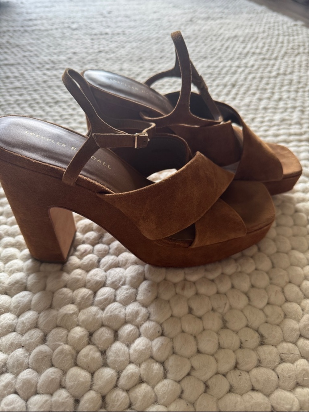 Loeffler Randall Chestnut Suede Crisscross Slingback Heels - Picture 2 of 5